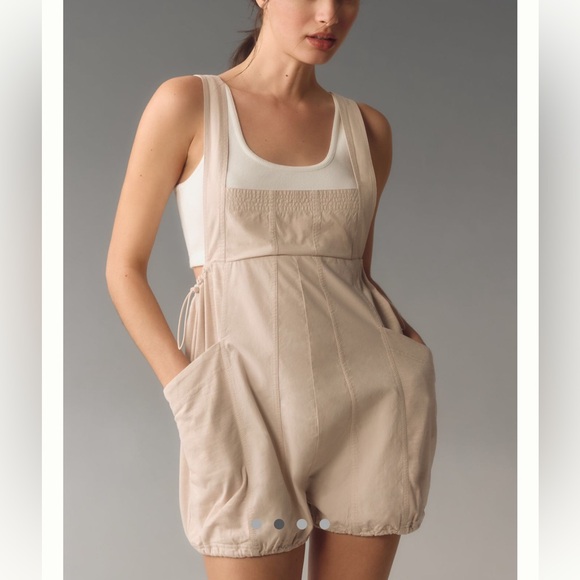 Daily Practice by Anthropologie Sleeveless Romper Size M Beige - Picture 2 of 13